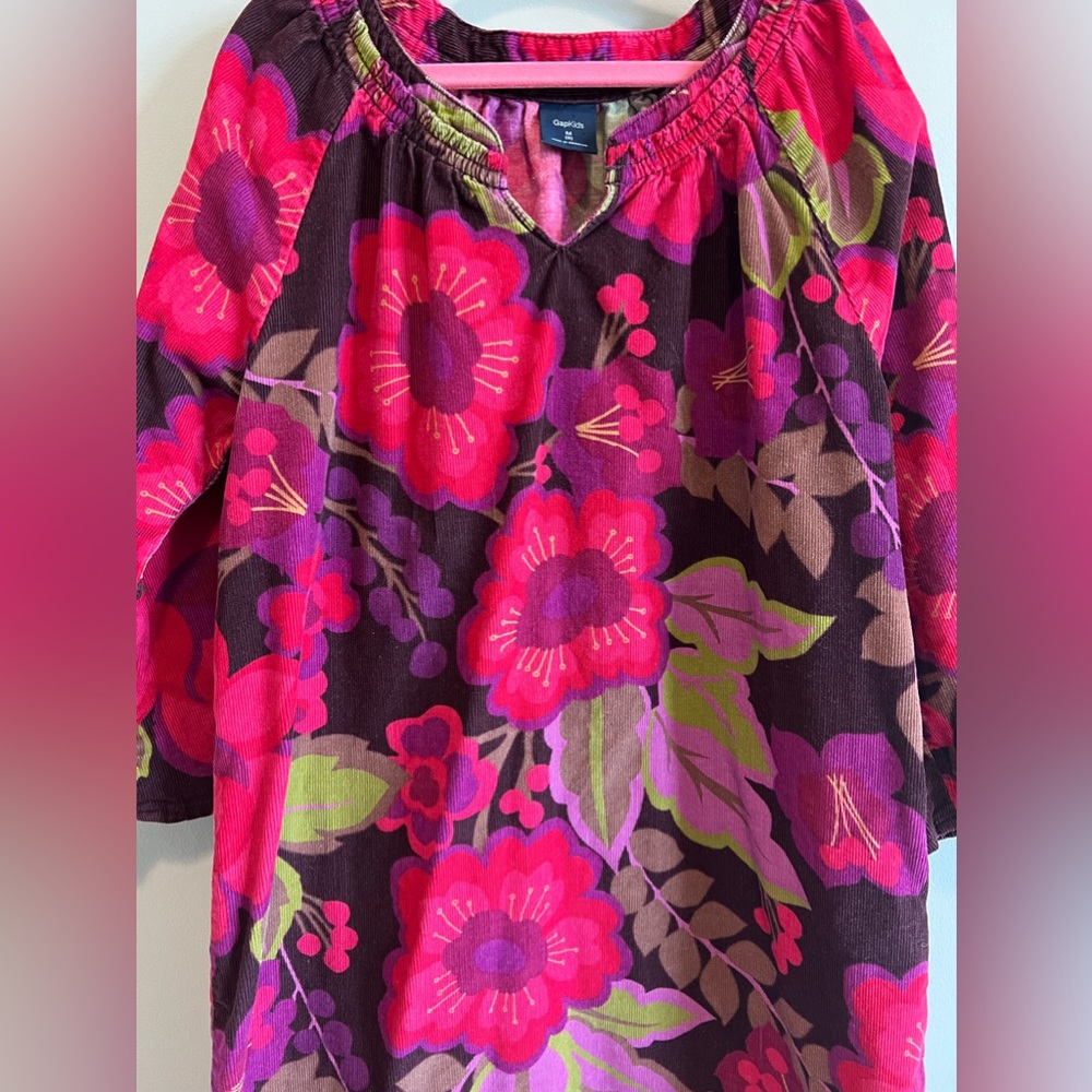 Gap Girls Floral Corduroy Dress Medium (Size 8) - Picture 3 of 7